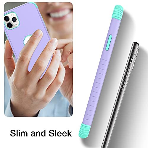 iPhone 11 Pro Max Case: Rugged Shockproof Slim Dual Layer Protective Cover Purple/Green - Image 7