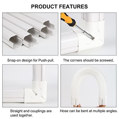 Kalkehay AC Line Set Cover 3" Wide 16.1ft Long Mini Split Tubing Protector Kit - Image 3