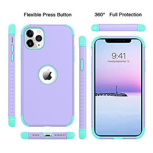 iPhone 11 Pro Max Case: Rugged Shockproof Slim Dual Layer Protective Cover Purple/Green - Image 8