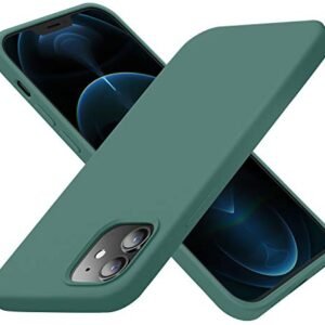 Cordking Designed for iPhone 12 Case, Designed for iPhone 12 Pro Case, Silicone Shockproof Phone Case with [Soft Anti-Scratch Microfiber Lining] 6.1 inch, Midnight Green