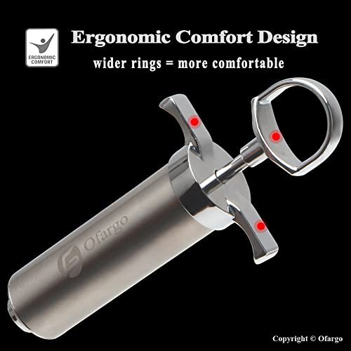 Ofargo Stainless Steel Meat Injector Kit - 2oz, 4 Needles, BBQ Recipe Guide