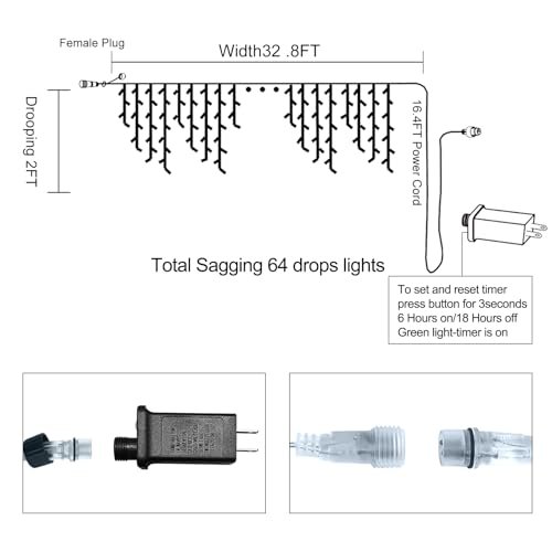 400 LED Icicle Christmas Lights - 33Ft Warm White Waterproof Holiday Decor - Image 3