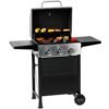 MASTER COOK 3-Burner Propane Grill, 30,000 BTU Stainless BBQ with Foldable Shelves