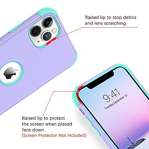 iPhone 11 Pro Max Case: Rugged Shockproof Slim Dual Layer Protective Cover Purple/Green - Image 9