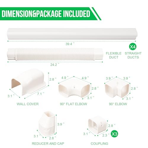 "Kerykwan 3" x 15.5Ft Mini Split AC Line Cover Kit - Durable PVC Tubing" - Image 2