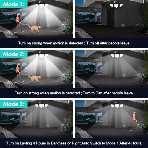Ultra-Bright Solar Security Lights: 2500LM Motion Sensor, 3 Heads, Waterproof - Image 5