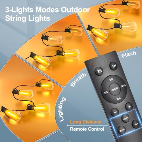 Waterproof 100Ft LED Patio Lights with Remote, Dimmable & Shatterproof - Image 2