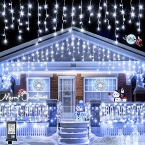400 LED Outdoor Christmas Icicle Lights - 8 Modes, Timer, Cool White