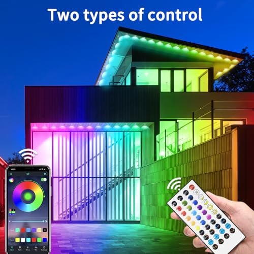 RGB Outdoor LED Strip Lights: 300ft Waterproof App-Controlled Eaves Decoration - Image 2