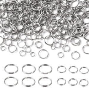 300pcs Double Loop Split Rings for Jewelry Crafts DIY (6MM+8MM, Silver)