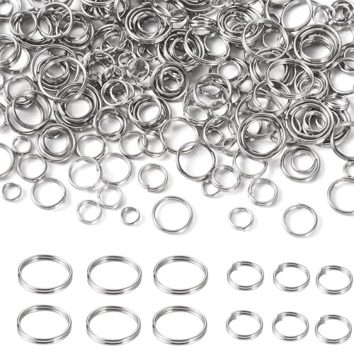 300pcs Double Loop Split Rings for Jewelry Crafts DIY (6MM+8MM, Silver)