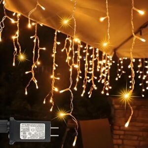 400 LED Icicle Christmas Lights - 33Ft Warm White Waterproof Holiday Decor