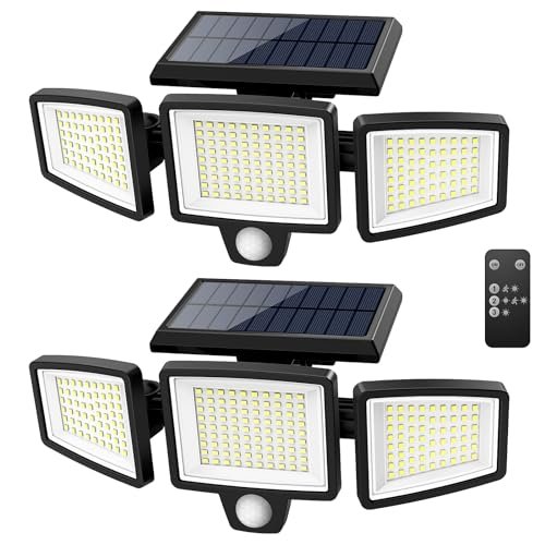 Ultra-Bright Solar Security Lights: 2500LM Motion Sensor, 3 Heads, Waterproof