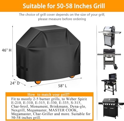 Premium 58" BBQ Grill Cover: Waterproof, UV-Resistant for Weber & Char-Broil Grills - Image 2