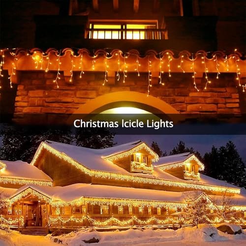 400 LED Icicle Christmas Lights - 33Ft Warm White Waterproof Holiday Decor - Image 7