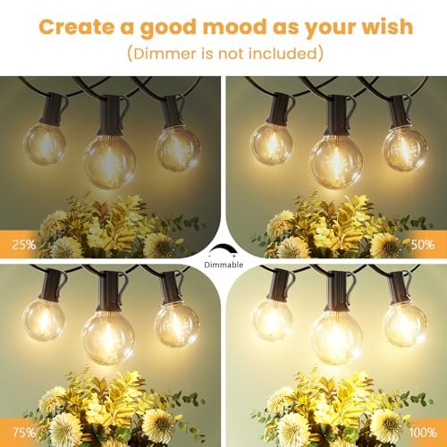 25ft Outdoor String Lights, G40 LED Shatterproof Globe Lights, Dimmable & Waterproof - Image 4