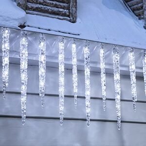 LED Icicle Lights Outdoor Christmas Decorations 100 Lights 24.6ft Waterproof