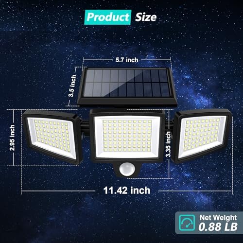 Ultra-Bright Solar Security Lights: 2500LM Motion Sensor, 3 Heads, Waterproof - Image 3