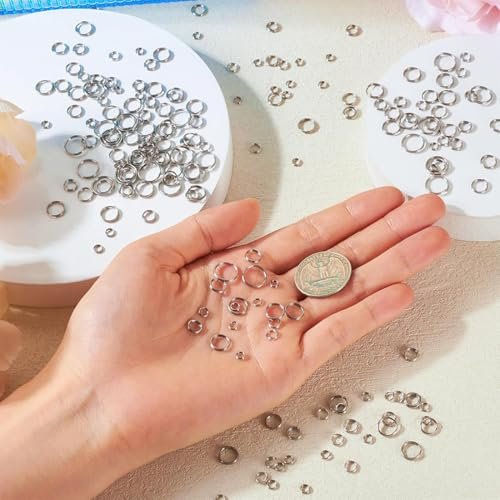 300pcs Double Loop Split Rings for Jewelry Crafts DIY (6MM+8MM, Silver) - Image 3