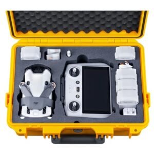 Lykus Titan MM410 Waterproof Hard Case (Yellow) for DJI Mini 4 Pro/Mini 3/Pro and DJI RC 2/RC/RC-N2/N1, Support 7 batteries and RC lanyard [CASE ONLY]