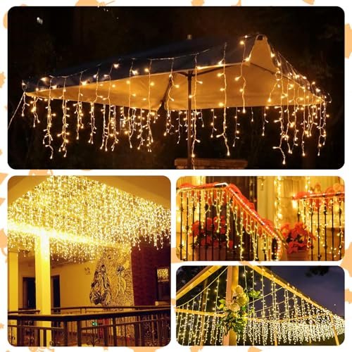 400 LED Icicle Christmas Lights - 33Ft Warm White Waterproof Holiday Decor - Image 5