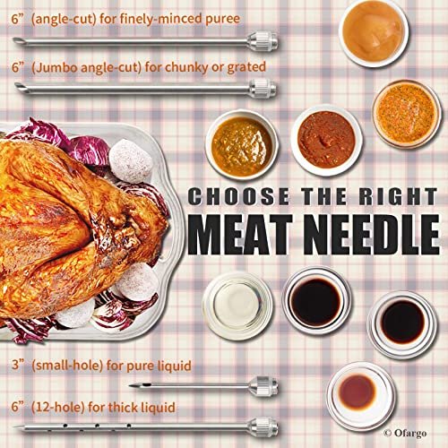 Ofargo Stainless Steel Meat Injector Kit - 2oz, 4 Needles, BBQ Recipe Guide - Image 3