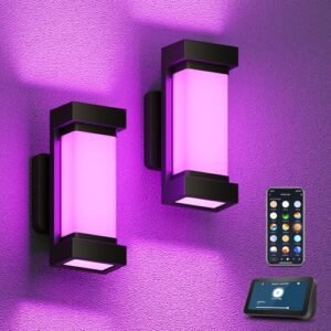 Smart Outdoor Wall Lights, 2100LM LED, RGBCW, Alexa, Wi-Fi, IP65, 2-Pack