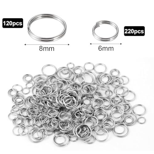 300pcs Double Loop Split Rings for Jewelry Crafts DIY (6MM+8MM, Silver) - Image 4