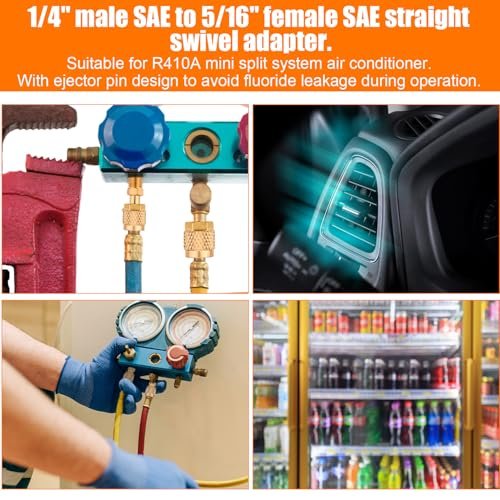 "R410A Straight & Angled Mini Split Adapter, 5/16'' to 1/4'' HVAC Tool" - Image 5
