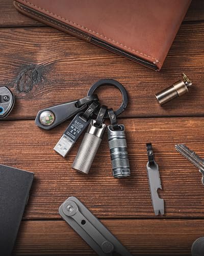 FEGVE Titanium Keychain with Quick Release Carabiner & Steel Key Rings - Image 6