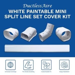 Paintable Mini Split Line Set Cover Kit - 4" x 14 ft. HVAC Concealer with Wall Cap