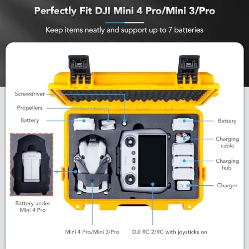 DJI Mini 4 Pro Hard Case: Waterproof Titan MM410 Yellow Battery Storage - Image 2