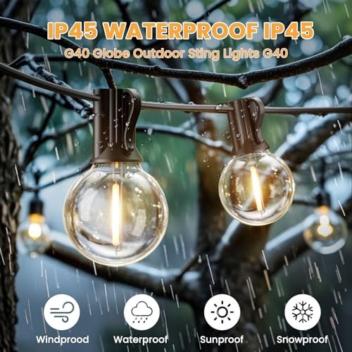 25ft Outdoor String Lights, G40 LED Shatterproof Globe Lights, Dimmable & Waterproof - Image 3