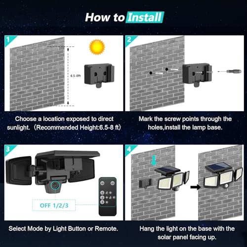 Ultra-Bright Solar Security Lights: 2500LM Motion Sensor, 3 Heads, Waterproof - Image 6