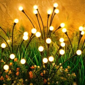 Solar Garden Lights - 4 Pack Swaying Firefly LEDs for Outdoor Decor