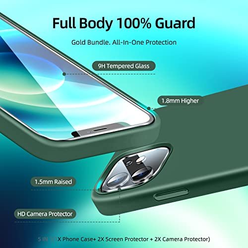 iPhone 12 Mini Case: Rugged 5-in-1 Protection, Shockproof Green Cover + Screen & Camera Guards - Image 2