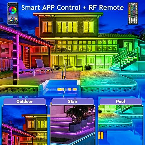 "300ft RGB Waterproof LED Strip Lights - Bluetooth App, Music Sync, IP68" - Image 2