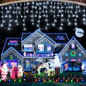 Ultra-Bright Christmas Icicle Lights: 400 LED Outdoor Fairy String Lights, 8 Modes