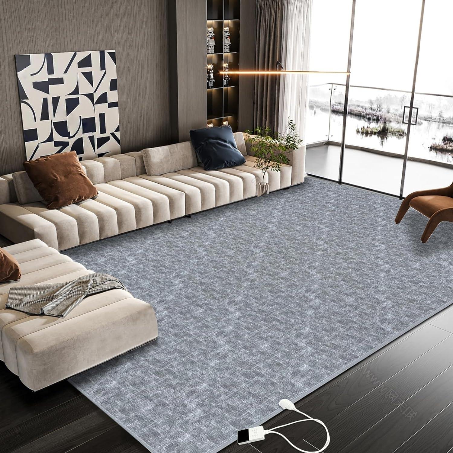 Stay Cozy Together: Our 120V Heated Rug with Easy Clean & Timer!