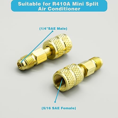 R410A Mini Split Adapter Kit 5/16" to 1/4" Coupler & Valve Core Tool - Image 2
