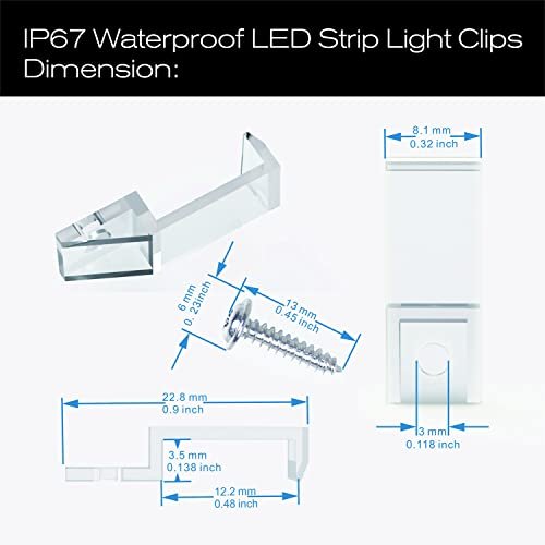 10mm LED Strip Mounting Clips 100-Pack Waterproof Outdoor Silicone Tube Bracket - Image 2