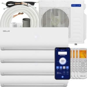 Della 36K BTU Quad Zone Mini Split AC, Alexa & WiFi, 19 SEER2, 1900 Sq.Ft