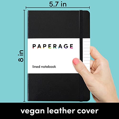 PAPERAGE Black Lined Journal - Hardcover, 160 Pages, 5.7" x 8", 100 GSM - Image 2