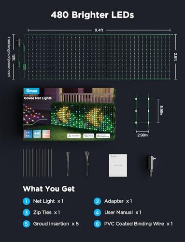 Govee RGBIC Outdoor Net Lights, 480 LEDs, Smart & Waterproof, 64 Modes - Image 8