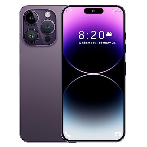 MMY I14 Pro MAX Unlocked Cell Phone, Long Battery Life 6.82" HD Screen Unlocked Phones, 6+256GB Android 13 Smartphone with 128G Memory Card, Dual SIM/Fingerprint Lock/Face ID/GPS (Purple)