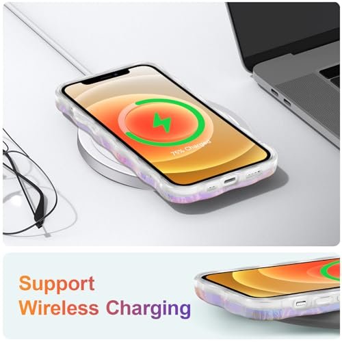 EYZUTAK iPhone 12 Case, Retro Floral Laser Glossy TPU Cover - Green - Image 6