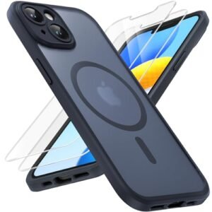 TOCOL 3 in 1 Magnetic for iPhone 13 Case, Upgraded [Full Camera Protection] [Compatible with Magsafe] [13FT Military Grade Protection] Bumper for iPhone 13 6.1 Inch, Black