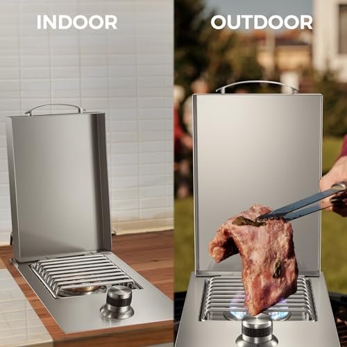VEPURLT Drop-in Outdoor Gas Side Burner, 304 Stainless Steel, Built-in for Natural Gas Grills - Image 7