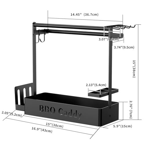 ZDDLOINP BBQ Grill Caddy with Paper Towel Holder & Utensil Hooks - Image 2