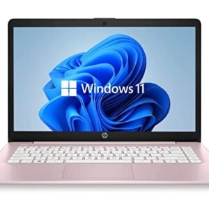 HP Newest 14" HD Laptop, Windows 11, Intel Celeron Dual-Core Processor Up to 2.60GHz, 4GB RAM, 64GB SSD, Webcam, Dale Pink(Renewed) (Dale Pink)